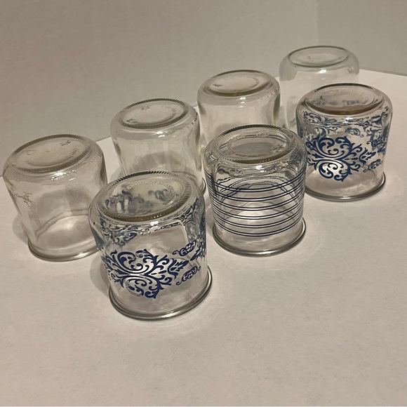 🌀 8 glass yogurt jars empty 3 Oui blue EUC DIY 5 clear lot craft bundle - Picture 5 of 16